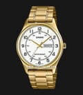 Casio General MTP-V006G-7BUDF White Dial Gold Stainless Steel Band-0