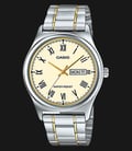 Casio General MTP-V006SG-9BUDF Men Beige Dial Dual Tone Stainless Steel Band-0