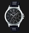 Casio General MTP-V300L-1AUDF Black Dial Ion Plated Black Leather Band-0