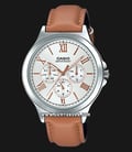 Casio General MTP-V300L-7A2UDF Men Silver Dial Tan Leather Band-0