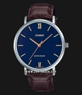 Casio General MTP-VT01L-2BUDF Analog Men Blue Dial Brown Leather Band-0
