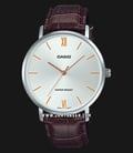 Casio General MTP-VT01L-7B2UDF Analog Men Silver Dial Brown Leather Band-0