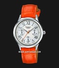 Casio Sheen SHE-3049L-7AUDR Ladies Silver Dial Orange Leather Strap-0