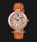 Casio Sheen SHE-3051PGL-7AUDF Ladies Rose Gold Dial Orange Leather Strap-0