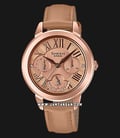 Casio Sheen SHE-3059PGL-5AUDR Ladies Rose Gold Dial Brown Leather Strap-0