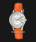 Casio Sheen SHE-4050L-7AUDR Ladies Silver Dial Orange Leather Strap-0