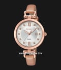 Casio Sheen SHE-4055PGL-7BUDF Ladies Silver Dial Pink Leather Strap-0