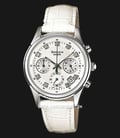 Casio Sheen SHE-5023L-7ADR Chronograph Silver Dial White Leather Strap-0