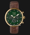 CCCP Kashalot Dress CP-7007-03 Chronograph Men Green Dial Brown Leather Strap-0