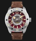 CCCP Naval Viktor CP-7073-04 Diver 1000M Automatic Man Red Dial Dark Brown Leather Strap-0
