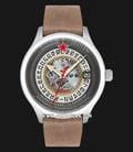 CCCP Tsiolkovksky CP-7080-04 Automatic Semi Skeleton Dial Brown Light Leather Strap-0