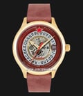 CCCP Tsiolkovksky CP-7080-05 Automatic Semi Skeleton Dial Red Leather Strap-0