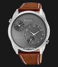 Citizen Classic AO3030-16H Dual Time Men Grey Dial Brown Leather Strap-0