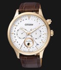 Citizen AP1052-00A Eco-Drive Men White Dial Stainless Steel Case Brown Leather Strap-0