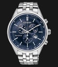 Citizen Eco-Drive AT2140-55L Chronograph Men Blue Dial Stainless Steel Strap-0