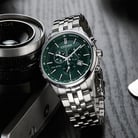 Citizen Eco-Drive AT2149-85X Chronograph Men Green Dial Stainless Steel Strap-3