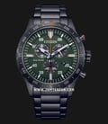 Citizen Eco Drive AT2527-80X Chronograph Green Dial Black Stainless Steel Strap-0