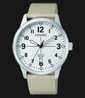 Citizen BI1050-05A Vintage Quartz Watch White Dial Stainless Steel Case Nylon Strap-0