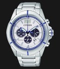 Citizen Eco Drive CA4100-57A Chronograph Men White Dial Stainless Steel Strap-0