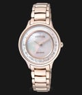 Citizen EM0382-51D Eco-Drive Ladies White Mother of Pearl Dial Gold Stainless Steel Strap-0