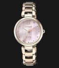 Citizen EM0533-82Y Eco-Drive Ladies Pink Dial Gold Stainless Steel Strap-0