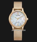 Citizen Eco Drive EM0892-80D Ladies Mother Of Pearl Dial Rose Gold Mesh Strap-0