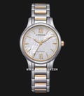 Citizen Eco Drive EM0895-73A Ladies White Dial Dual Tone Stainless Steel Strap-0
