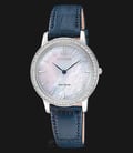 Citizen EX1480-15D Eco-Drive Swarovski Ladies Mother of Pearl Dial Blue Leather Strap-0
