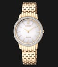 Citizen EX1483-84A Eco-Drive Swarovski Ladies Mother of Pearl Dial Gold Stainless Steel Strap-0