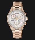 Citizen Eco-Drive FB1442-86D Chronograph Ladies Mother of Pearl Dial Rose Gold Stainless Steel Strap-0