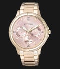 Citizen Eco-Drive FD2033-52W Pink Dial Rose Gold Stainless Steel Strap-0