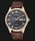 Citizen NH8363-14H Luxury Mechanical Automatic Men Black Sunray Dial Brown Leather Strap-0