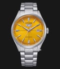 Citizen C7 Mechanical NH8391-51Z Crystal Seven Reissue Men Yellow Dial Stainless Steel Strap-0