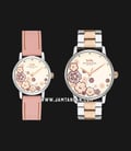 Coach Grand 14000060 SET Ladies Flower Pattern Beige Dial Stainless Steel And Leather Strap-0