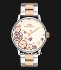 Coach Grand 14000060 SET Ladies Flower Pattern Beige Dial Stainless Steel And Leather Strap-2