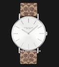 Coach Perry 14503122 Ladies Silver Dial Brown Motif Leather Strap-0
