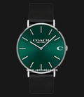 Coach Charles 14602436 Men Green Dial Black Leather Strap-0