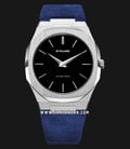 D1 Milano Ultra Thin Classic D1-A-UT03 Black Dial Blue Panarea Suede Leather Strap-0