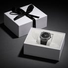 D1 Milano Ultra Thin Classic A-UT04 Black Dial Black Volcano Suede Leather Strap-5