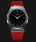 D1 Milano Ultra Thin Classic A-UT06 Black Dial Red Modena Suede Leather Strap-0