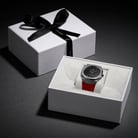 D1 Milano Ultra Thin Classic A-UT06 Black Dial Red Modena Suede Leather Strap-4