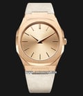 D1 Milano Ultra Thin Classic D1-A-UTL06 Rose Gold Dial White Lipari Suede Leather Strap-0