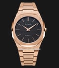 D1 Milano Ultra Thin D1-UTBJ16 Black Dial Rose Gold Stainless Steel Strap-0