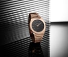 D1 Milano Ultra Thin D1-UTBJ16 Black Dial Rose Gold Stainless Steel Strap-3
