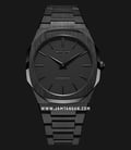 D1 Milano Ultra Thin D1-UTBJSH Black with Engraved Stripes Dial Black Stainless Steel Strap-0