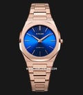 D1 Milano Ultra Thin D1-UTBL12 Petite Geo Blue Sunray Dial Rose Gold Stainless Steel Strap-0