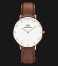 Daniel Wellington DW00100075 Ladies Classy St. Mawes 34mm White Dial Brown Leather Strap-0