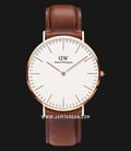 Daniel Wellington Classic DW00100006 St Mawes Eggshell White Dial Brown Leather Strap-0