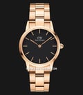 Daniel Wellington Iconic Link DW00100214 Black Dial Rose Gold Stainless Steel Strap-0