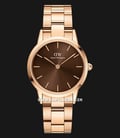Daniel Wellington Iconic Link DW00100460 Brown Dial Rose Gold Stainless Steel Strap-0